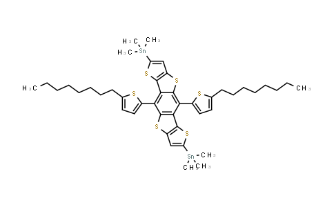 CAS No. 1701403-89-5, Stannane, 1,1′-[5,10-bis(5-octyl-2-thienyl)dithieno[2,3-d:2′,3′-d′]benzo[1,2-b:4,5-b′]dithiophene-2,7-diyl]bis[1,1,1-trimethyl-