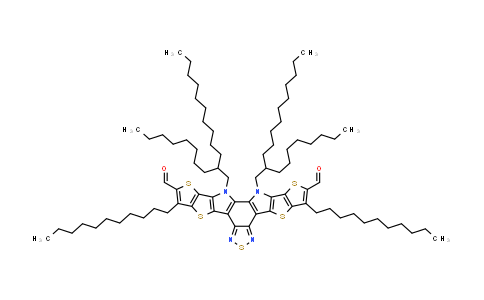 CAS No. 2599837-57-5, 12,13-Dihydro-12,13-bis(2-octyldodecyl)-3,9-diundecyldithieno[2′′,3′′:4′,5′]thieno[2′,3′:4,5]pyrrolo[3,2-e:2′,3′-g][2,1,3]benzothiadiazole-2,10-dicarboxaldehyde