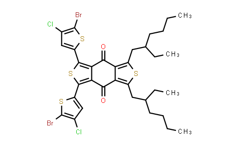 CAS No. 2252247-83-7, 1,3-双(5-溴-4-氯噻吩-2-基)-5,7-双(2-乙基己基)-4H,8H-苯并[1,2-c:4,5-c']二噻吩-4,8-二酮