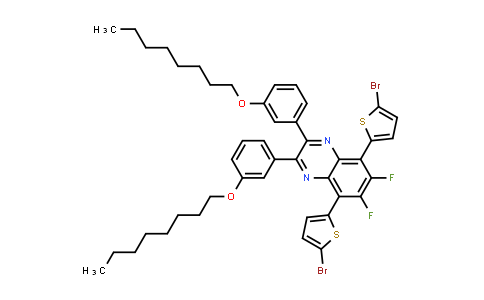 CAS No. 1416056-61-5, 5,8-Bis(5-bromo-2-thienyl)-6,7-difluoro-2,3-bis[3-(octyloxy)phenyl]quinoxaline