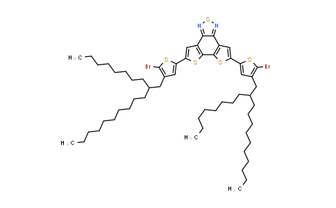 CAS No. 1639449-99-2, 5,8-Bis(5-bromo-4-(2-octyldodecyl)thiophen-2-yl)dithieno[3',2':3,4;2'',3'':5,6]benzo[1,2-c][1,2,5]thiadiazole