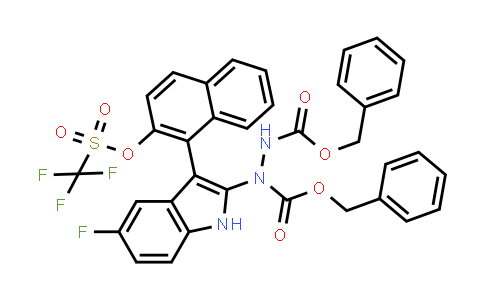 CAS No. 2379805-33-9, Dibenzyl 1-(5-fluoro-3-(2-(((trifluoromethyl)sulfonyl)oxy)naphthalen-1-yl)-1H-indol-2-yl)hydrazine-1,2-dicarboxylate
