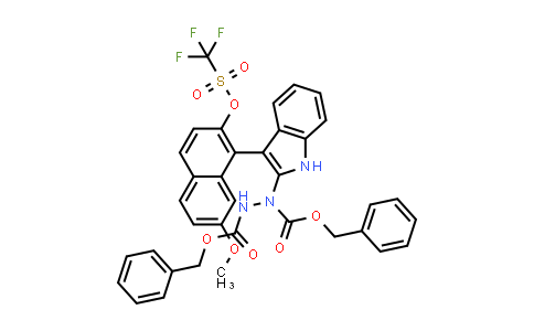 MC840668 | 2379805-38-4 | Dibenzyl 1-(3-(7-methoxy-2-(((trifluoromethyl)sulfonyl)oxy)naphthalen-1-yl)-1H-indol-2-yl)hydrazine-1,2-dicarboxylate