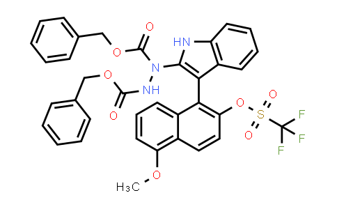 2379805-36-2 | Dibenzyl 1-(3-(5-methoxy-2-(((trifluoromethyl)sulfonyl)oxy)naphthalen-1-yl)-1H-indol-2-yl)hydrazine-1,2-dicarboxylate
