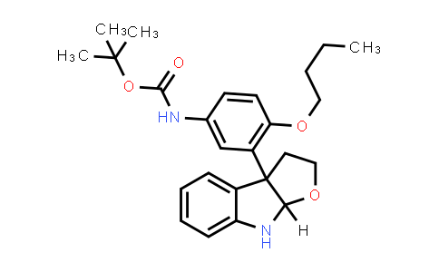 2144818-18-6 | rel-tert-Butyl (4-butoxy-3-((3aR,8aR)-3,3a,8,8a-tetrahydro-2H-furo[2,3-b]indol-3a-yl)phenyl)carbamate