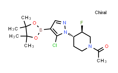 CAS No. 2416364-08-2, 1-[(3S,4S)-4-[5-chloro-4-(4,4,5,5-tetramethyl-1,3,2-dioxaborolan-2-yl)pyrazol-1-yl]-3-fluoro-1-piperidyl]ethanone