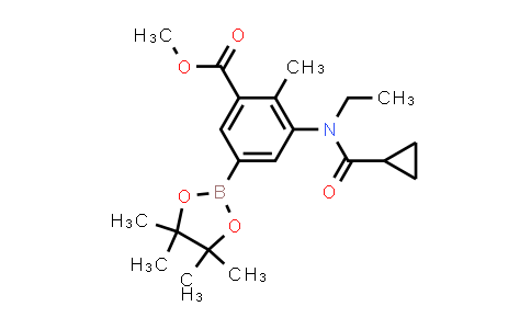 MC843676 | 2238821-80-0 | methyl 3-[cyclopropanecarbonyl(ethyl)amino]-2-methyl-5-(4,4,5,5-tetramethyl-1,3,2-dioxaborolan-2-yl)benzoate
