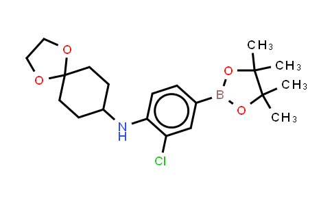 CAS No. 1255311-51-3, N-(2-chloro-4-(4,4,5,5-tetramethyl-1,3,2-dioxaborolan-2-yl)phenyl)-1,4-dioxaspiro[4.5]decan-8-amine
