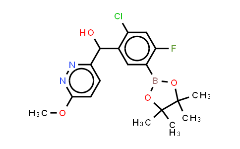 CAS No. 1638250-68-6, [2-chloro-4-fluoro-5-(4,4,5,5-tetramethyl-1,3,2-dioxaborolan-2-yl)phenyl]-(6-methoxypyridazin-3-yl)methanol