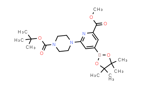 CAS No. 1447763-28-1, tert-butyl 4-[6-methoxycarbonyl-4-(4,4,5,5-tetramethyl-1,3,2-dioxaborolan-2-yl)-2-pyridyl]piperazine-1-carboxylate