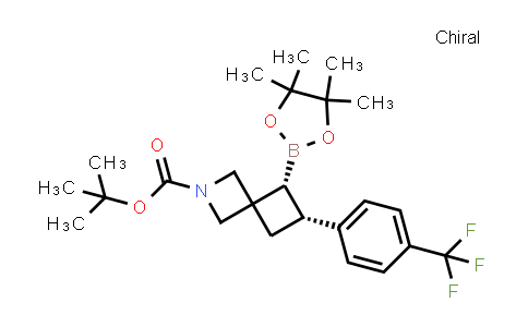 CAS No. 2640660-62-2, tert-butyl cis-7-(4,4,5,5-tetramethyl-1,3,2-dioxaborolan-2-yl)-6-[4-(trifluoromethyl)phenyl]-2-azaspiro[3.3]heptane-2-carboxylate