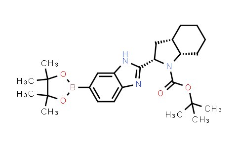 CAS No. 1415120-53-4, tert-butyl (2S,3aS,7aS)-2-[6-(tetramethyl-1,3,2-dioxaborolan-2-yl)-1H-1,3-benzodiazol-2-yl]-octahydro-1H-indole-1-carboxylate