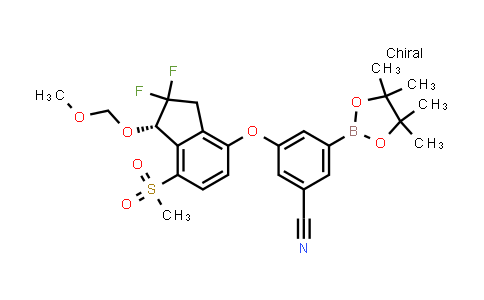 CAS No. 2656386-74-0, 3-[(1S)-2,2-difluoro-1-(methoxymethoxy)-7-methylsulfonyl-indan-4-yl]oxy-5-(4,4,5,5-tetramethyl-1,3,2-dioxaborolan-2-yl)benzonitrile