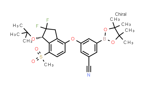 CAS No. 2656386-72-8, 3-[(1S)-1-tert-butoxy-2,2-difluoro-7-methylsulfonyl-indan-4-yl]oxy-5-(4,4,5,5-tetramethyl-1,3,2-dioxaborolan-2-yl)benzonitrile