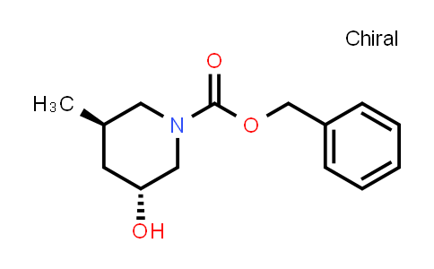CAS No. 2803410-40-2, 1-Piperidinecarboxylic acid, 3-hydroxy-5-methyl-, phenylmethyl ester, (3R,5R)-