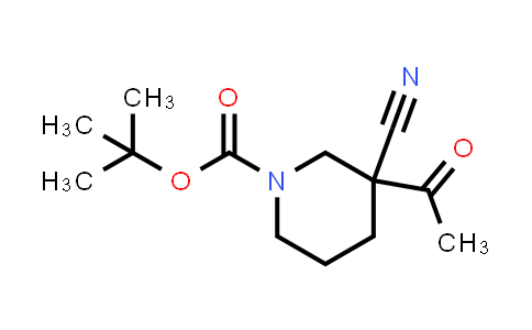 CAS No. 2604515-69-5, tert-butyl 3-acetyl-3-cyano-piperidine-1-carboxylate