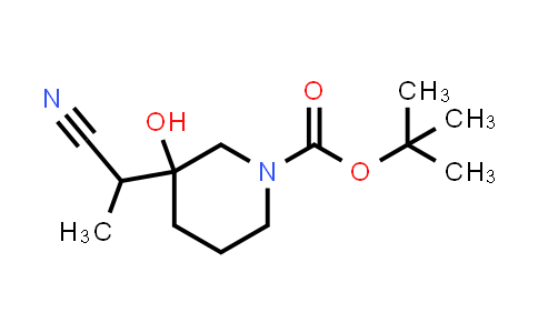CAS No. 2120989-93-5, 1-Piperidinecarboxylic acid, 3-(1-cyanoethyl)-3-hydroxy-, 1,1-dimethylethyl ester