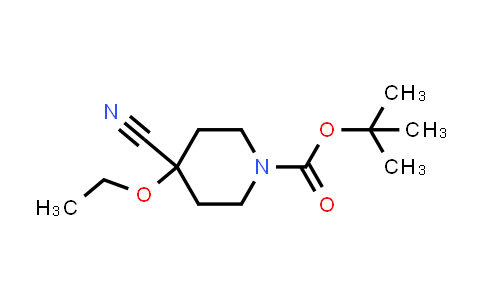 CAS No. 1856411-71-6, 1-Piperidinecarboxylic acid, 4-cyano-4-ethoxy-, 1,1-dimethylethyl ester