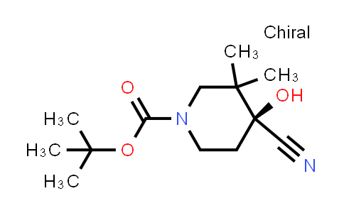 CAS No. 2382366-75-6, 1-Piperidinecarboxylic acid, 4-cyano-4-hydroxy-3,3-dimethyl-, 1,1-dimethylethyl ester, (4S)-