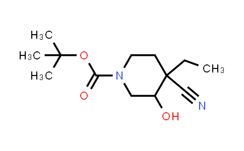 CAS No. 2113364-72-8, 1-Piperidinecarboxylic acid, 4-cyano-4-ethyl-3-hydroxy-, 1,1-dimethylethyl ester