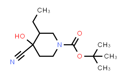 CAS No. 2296983-79-2, 1-Piperidinecarboxylic acid, 4-cyano-3-ethyl-4-hydroxy-, 1,1-dimethylethyl ester