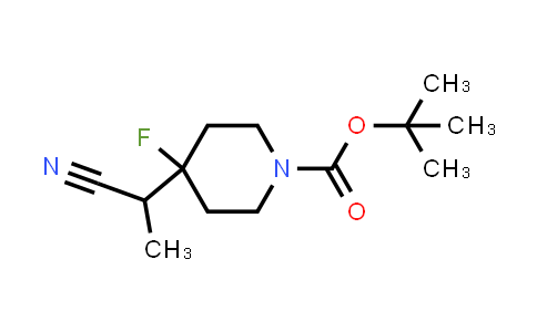CAS No. 2112921-44-3, 1-Piperidinecarboxylic acid, 4-(1-cyanoethyl)-4-fluoro-, 1,1-dimethylethyl ester