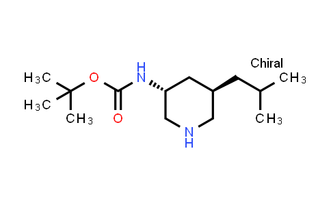 CAS No. 1263315-79-2, tert-butyl N-[rel-(3R,5R)-5-(2-methylpropyl)piperidin-3-yl]carbamate