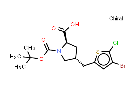 2649490-68-4 | (2R,4R)-4-[(4-bromo-5-chloro-2-thienyl)methyl]-1-tert-butoxycarbonyl-pyrrolidine-2-carboxylic acid