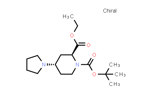 CAS No. 1107659-83-5, O1-tert-butyl O2-ethyl trans-4-pyrrolidin-1-ylpiperidine-1,2-dicarboxylate