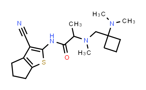 CAS No. 2421181-07-7, N-(3-cyano-5,6-dihydro-4H-cyclopenta[b]thiophen-2-yl)-2-[[1-(dimethylamino)cyclobutyl]methyl-methyl-amino]propanamide