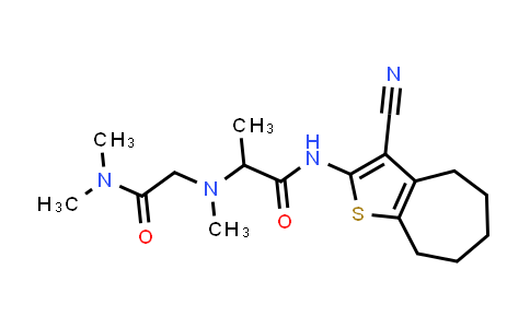 DY851009 | 2421319-65-3 | N-(3-cyano-5,6,7,8-tetrahydro-4H-cyclohepta[b]thiophen-2-yl)-2-[[2-(dimethylamino)-2-oxo-ethyl]-methyl-amino]propanamide