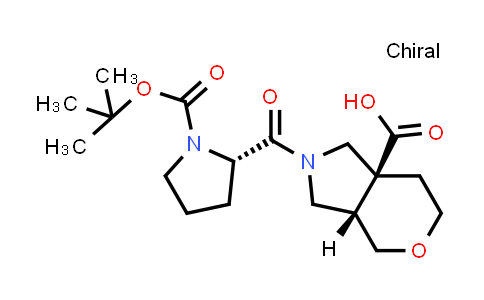 CAS No. 1825084-90-9, (3aS,7aS)-2-[(2S)-1-tert-butoxycarbonylpyrrolidine-2-carbonyl]-1,3,3a,4,6,7-hexahydropyrano[3,4-c]pyrrole-7a-carboxylic acid