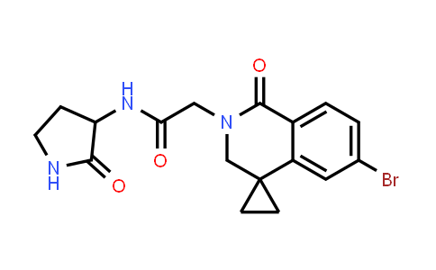 CAS No. 2771022-48-9, 2-(6-bromo-1-oxo-spiro[3H-isoquinoline-4,1'-cyclopropane]-2-yl)-N-(2-oxopyrrolidin-3-yl)acetamide