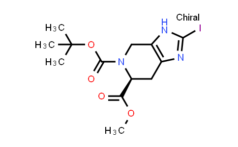 CAS No. 2243987-12-2, O5-tert-butyl O6-methyl (6S)-2-iodo-3,4,6,7-tetrahydroimidazo[4,5-c]pyridine-5,6-dicarboxylate