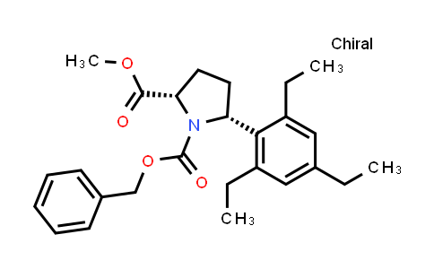CAS No. 1123177-50-3, O1-benzyl O2-methyl (2S,5R)-5-(2,4,6-triethylphenyl)pyrrolidine-1,2-dicarboxylate