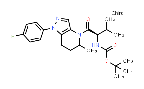 CAS No. 1383735-35-0, tert-butyl N-[(1R)-1-[1-(4-fluorophenyl)-5-methyl-6,7-dihydro-5H-pyrazolo[4,3-b]pyridine-4-carbonyl]-2-methyl-propyl]carbamate