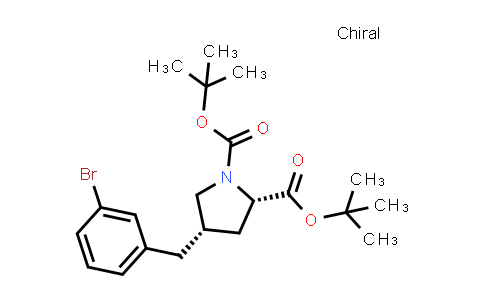 CAS No. 2442511-70-6, ditert-butyl (2S,4S)-4-[(3-bromophenyl)methyl]pyrrolidine-1,2-dicarboxylate