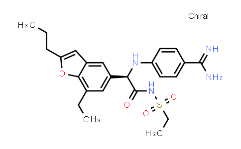 CAS No. 797784-60-2, (2R)-2-(4-carbamimidoylanilino)-2-(7-ethyl-2-propyl-benzofuran-5-yl)-N-ethylsulfonyl-acetamide