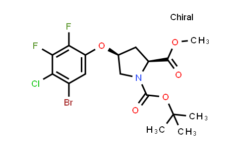 DY851257 | 2442510-72-5 | O1-tert-butyl O2-methyl (2S,4S)-4-(5-bromo-4-chloro-2,3-difluoro-phenoxy)pyrrolidine-1,2-dicarboxylate