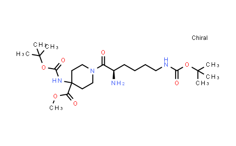 CAS No. 1821319-24-7, methyl 1-[(2R)-2-amino-6-(tert-butoxycarbonylamino)hexanoyl]-4-(tert-butoxycarbonylamino)piperidine-4-carboxylate