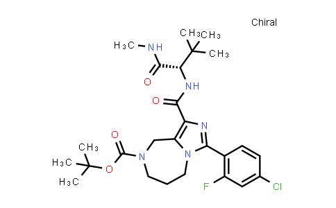 CAS No. 1094088-46-6, tert-butyl 3-(4-chloro-2-fluoro-phenyl)-1-[[(1S)-2,2-dimethyl-1-(methylcarbamoyl)propyl]carbamoyl]-5,6,7,9-tetrahydroimidazo[1,5-a][1,4]diazepine-8-carboxylate