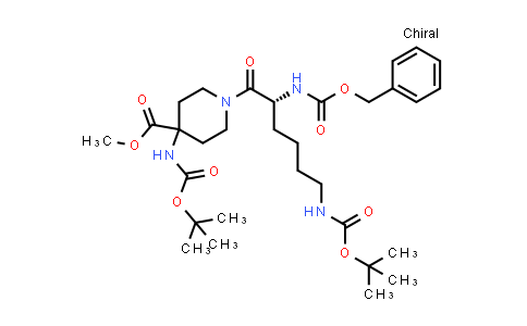 1821319-23-6 | methyl 1-[(2R)-2-(benzyloxycarbonylamino)-6-(tert-butoxycarbonylamino)hexanoyl]-4-(tert-butoxycarbonylamino)piperidine-4-carboxylate