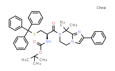 CAS No. 2489448-55-5, tert-butyl N-[(1R)-2-(8,8-dimethyl-2-phenyl-5,6-dihydroimidazo[1,2-a]pyrazin-7-yl)-2-oxo-1-(tritylsulfanylmethyl)ethyl]carbamate