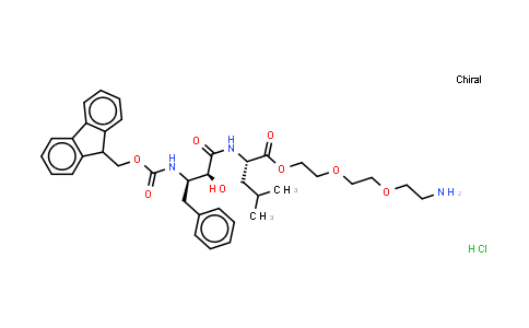 CAS No. 1225383-36-7, 2-[2-(2-aminoethoxy)ethoxy]ethyl (2S)-2-[[(2S,3R)-3-(9H-fluoren-9-ylmethoxycarbonylamino)-2-hydroxy-4-phenyl-butanoyl]amino]-4-methyl-pentanoate;hydrochloride