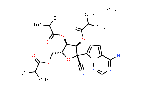 CAS No. 2647442-13-3, [(2R,3R,4R,5R)-5-(4-aminopyrrolo[2,1-f][1,2,4]triazin-7-yl)-5-cyano-3,4-bis(2-methylpropanoyloxy)tetrahydrofuran-2-yl]methyl 2-methylpropanoate