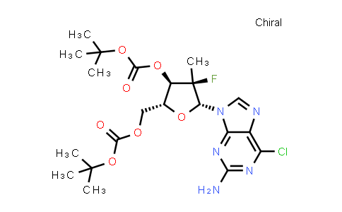 DY851410 | 2761681-01-8 | [(2R,3R,4R,5R)-5-(2-amino-6-chloro-purin-9-yl)-3-tert-butoxycarbonyloxy-4-fluoro-4-methyl-tetrahydrofuran-2-yl]methyl tert-butyl carbonate