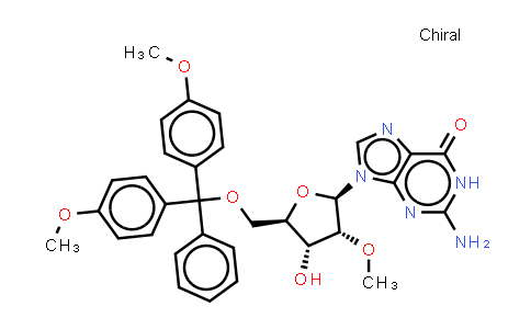 CAS No. 103285-24-1, 2-amino-9-[(2R,3R,4R,5R)-5-[[bis(4-methoxyphenyl)-phenyl-methoxy]methyl]-4-hydroxy-3-methoxy-tetrahydrofuran-2-yl]-1H-purin-6-one