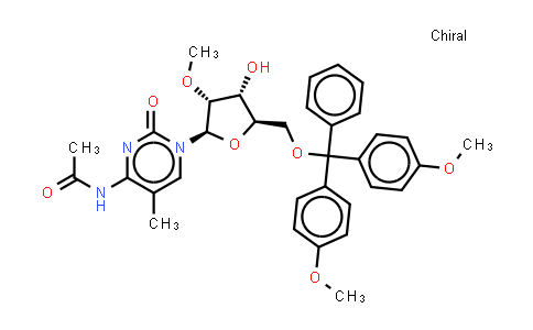 CAS No. 869355-20-4, N-[1-[(2R,3R,4R,5R)-5-[[bis(4-methoxyphenyl)-phenyl-methoxy]methyl]-4-hydroxy-3-methoxy-tetrahydrofuran-2-yl]-5-methyl-2-oxo-pyrimidin-4-yl]acetamide