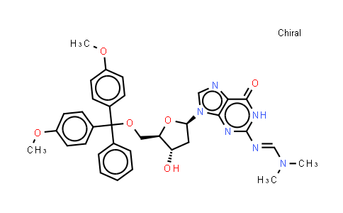 CAS No. 1093230-16-0, N'-[9-[(2R,4S,5R)-5-[[bis(4-methoxyphenyl)-phenyl-methoxy]methyl]-4-hydroxy-tetrahydrofuran-2-yl]-6-oxo-1H-purin-2-yl]-N,N-dimethyl-formamidine