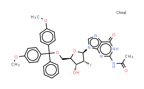 CAS No. 514830-14-9, N-[9-[(2R,3R,4R,5R)-5-[[bis(4-methoxyphenyl)-phenyl-methoxy]methyl]-3-fluoro-4-hydroxy-tetrahydrofuran-2-yl]-6-oxo-1H-purin-2-yl]acetamide